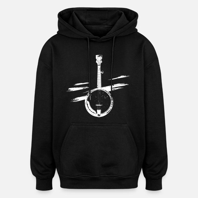 Croquis de banjo - Sweat à capuche oversize unisexe - noir