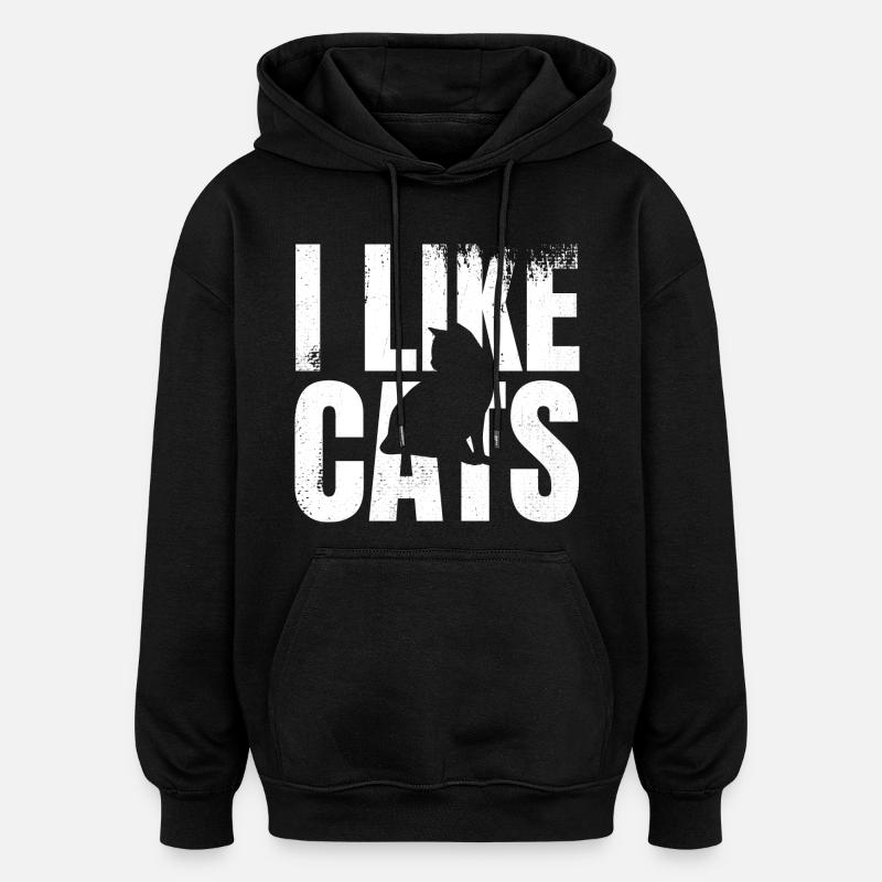 Ich mag Katzen - Oversized Unisex Hoodie - Schwarz