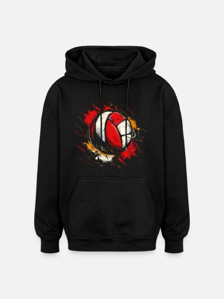 Dessin de volley-ball - Sweat à capuche oversize unisexe - noir