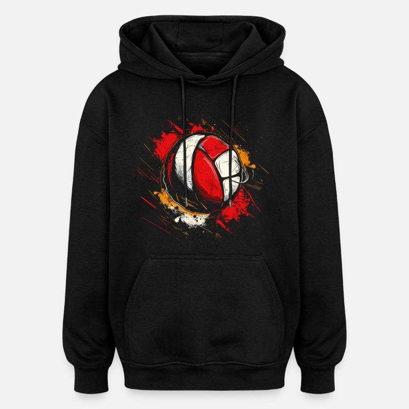 Dessin de volley-ball - Sweat à capuche oversize unisexe - noir