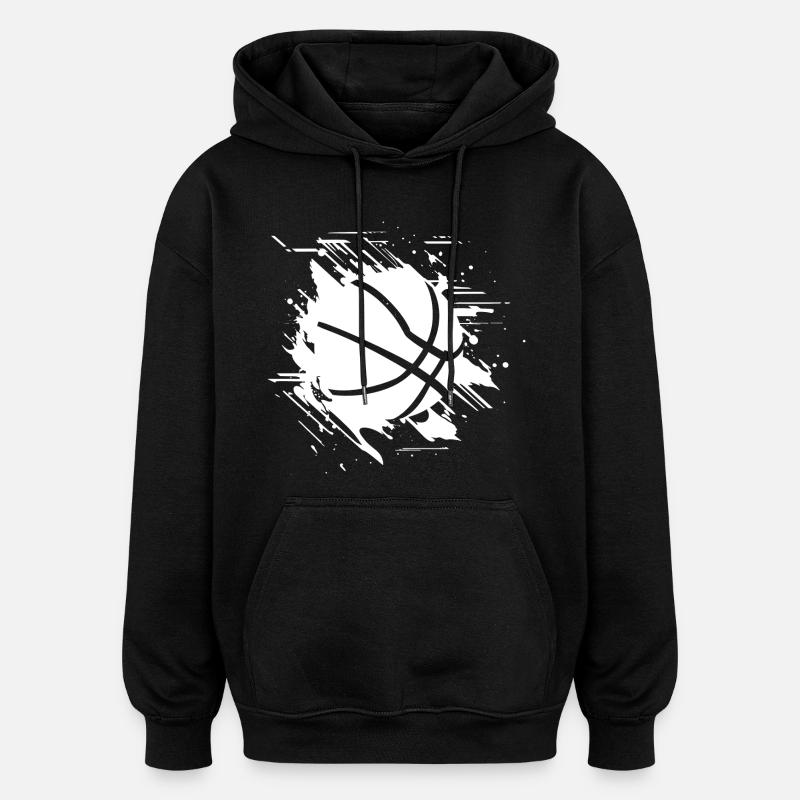 Graphismes de basket-ball - Sweat à capuche oversize unisexe - noir