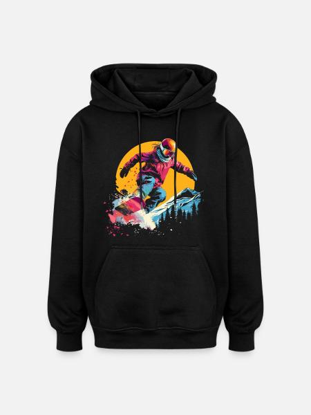 Snowboarder Synthwave - Oversized Unisex Hoodie - black