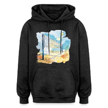 Terrain de volley-ball - Sweat à capuche oversize unisexe - charbon - Devant - Noah (186cm)