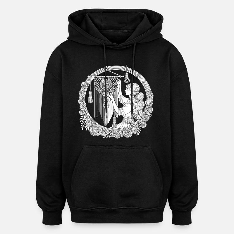 Makramee Design – Kreativität & Boho Style - Oversized Unisex Hoodie - Schwarz