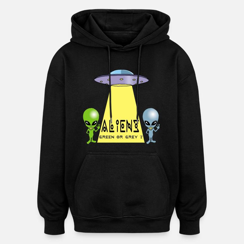 Green or grey alien? - Oversized Unisex Hoodie - black