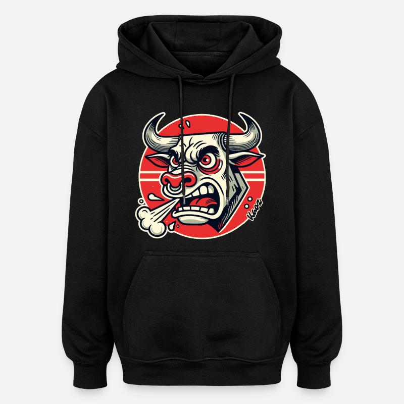 Wütender Bulle Retro-Logo - Oversized Unisex Hoodie - Schwarz