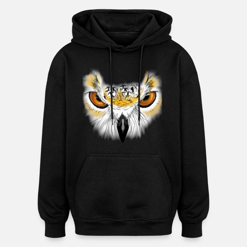 Eulenblick Goldaugen - Sweat à capuche oversize unisexe - noir