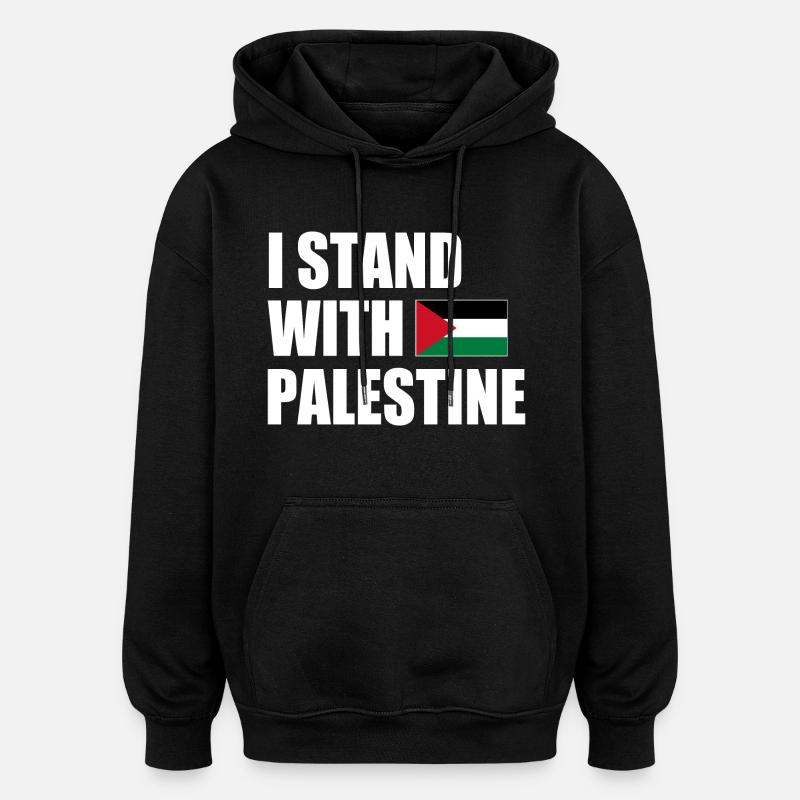 I stand with palestine - Sweat à capuche oversize unisexe - noir