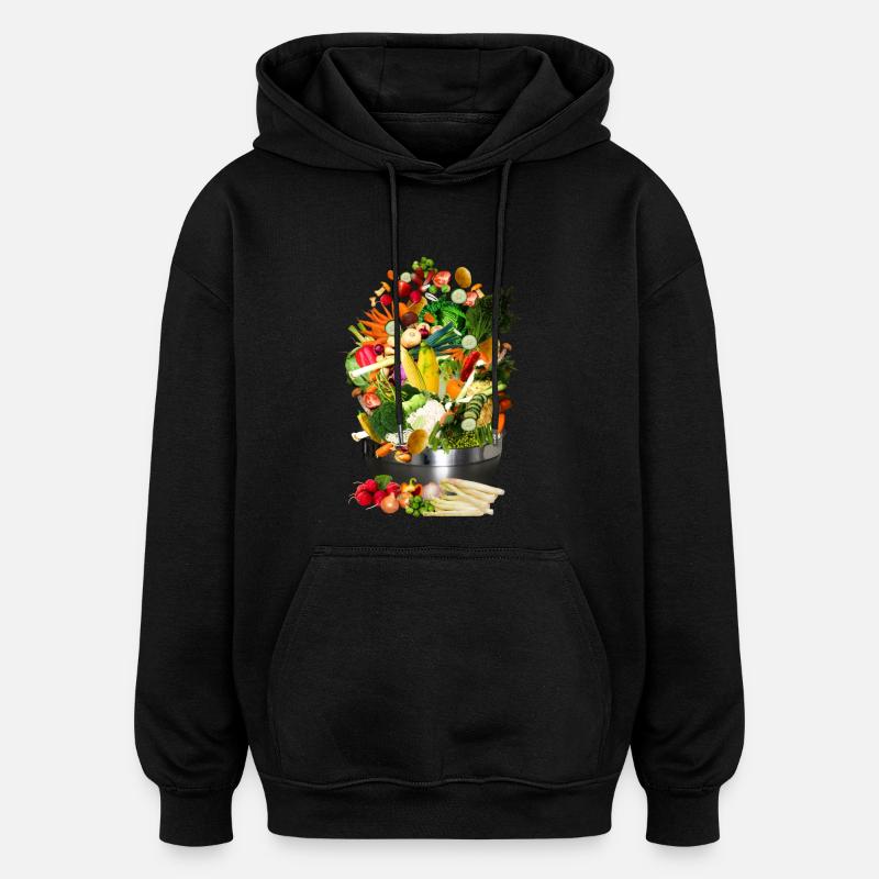 COLLECTION végétaliens - Sweat à capuche oversize unisexe - noir