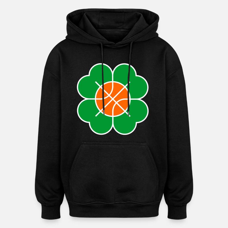 Fleur de basket-ball - Feuille de trèfle - Sweat à capuche oversize unisexe - noir