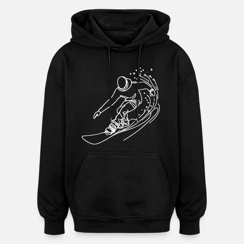 Snowboarder Drawing - Oversized Unisex Hoodie - black