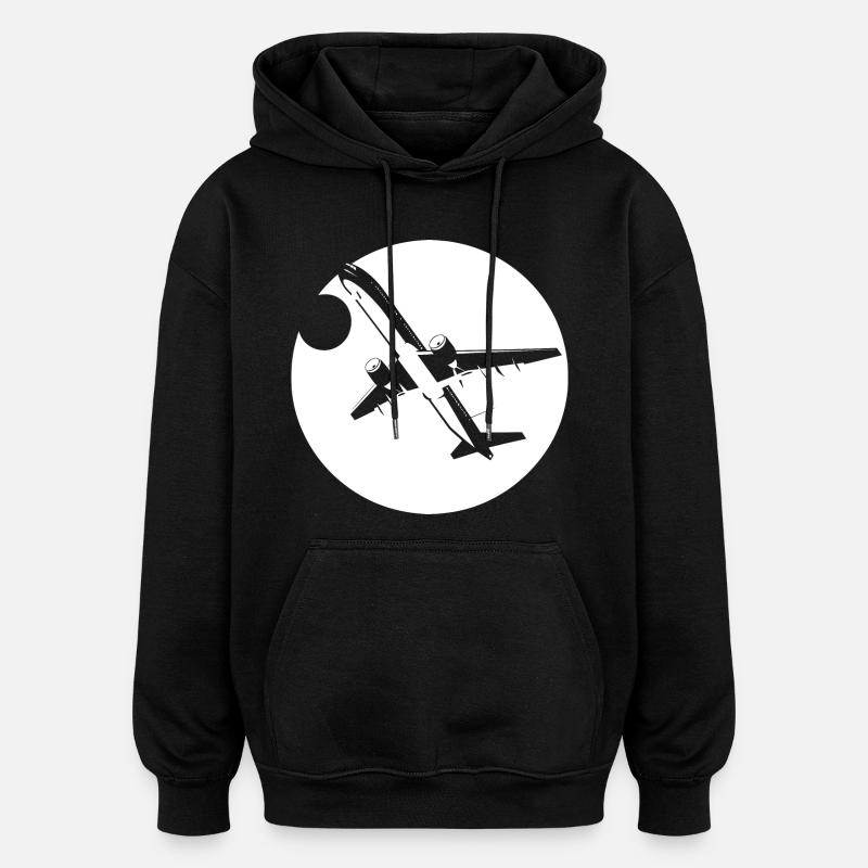 Dessin d’aviateur - Sweat à capuche oversize unisexe - noir