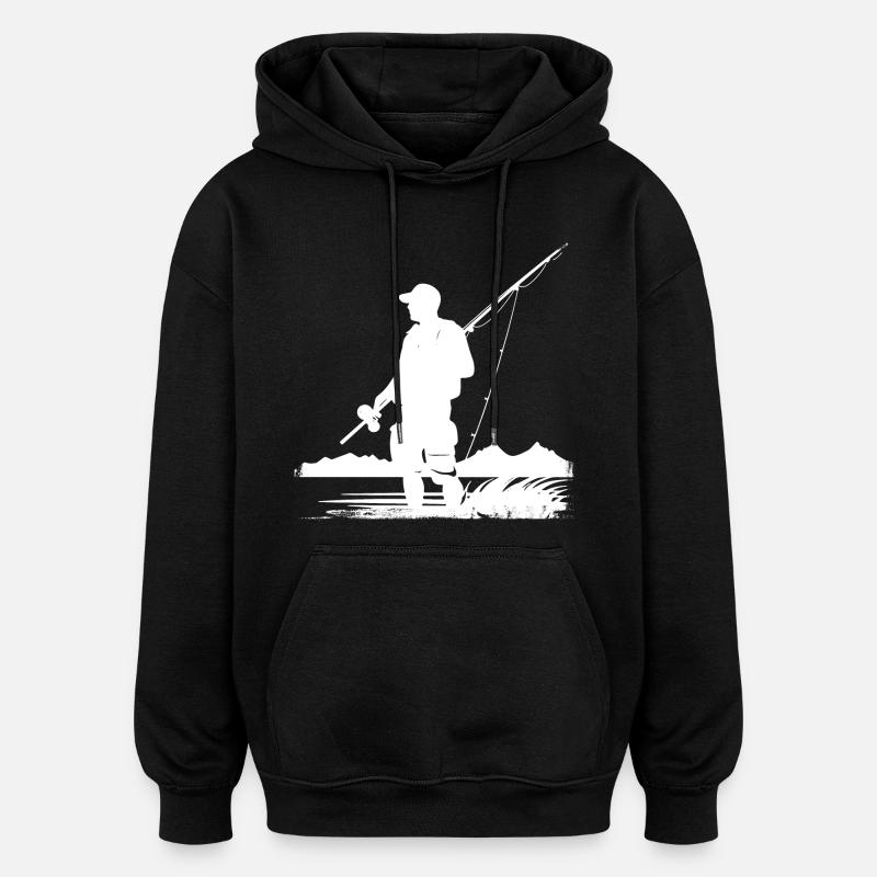 Dessin de pêche - Sweat à capuche oversize unisexe - noir