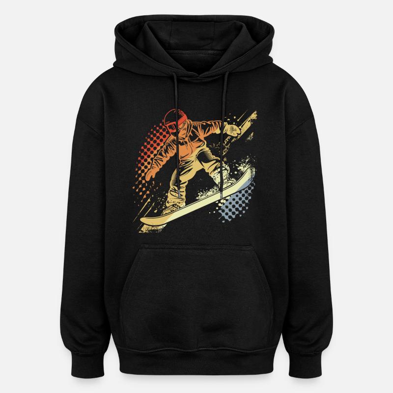 Snowboarder Graphique Rétro - Sweat à capuche oversize unisexe - noir