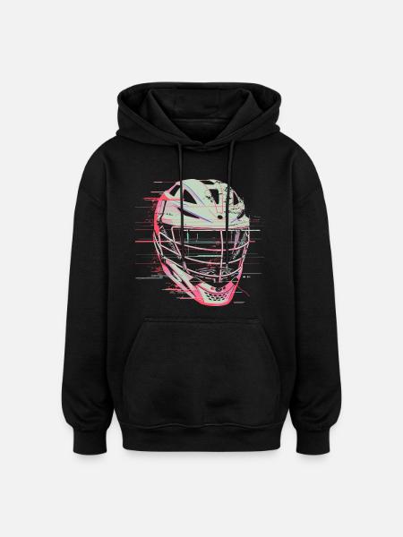 Lacrosse Helmet Graphic - Oversized Unisex Hoodie - black