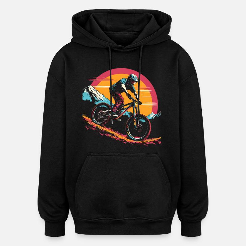 Illustration de VTT - Sweat à capuche oversize unisexe - noir