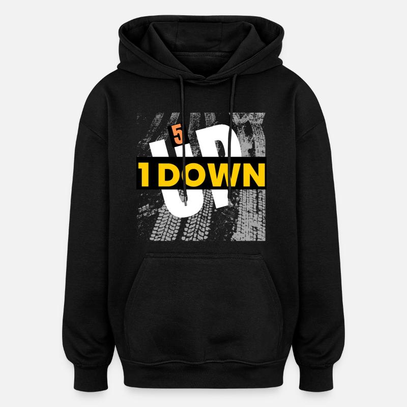 1 en bas 5 en haut - Sweat à capuche oversize unisexe - noir