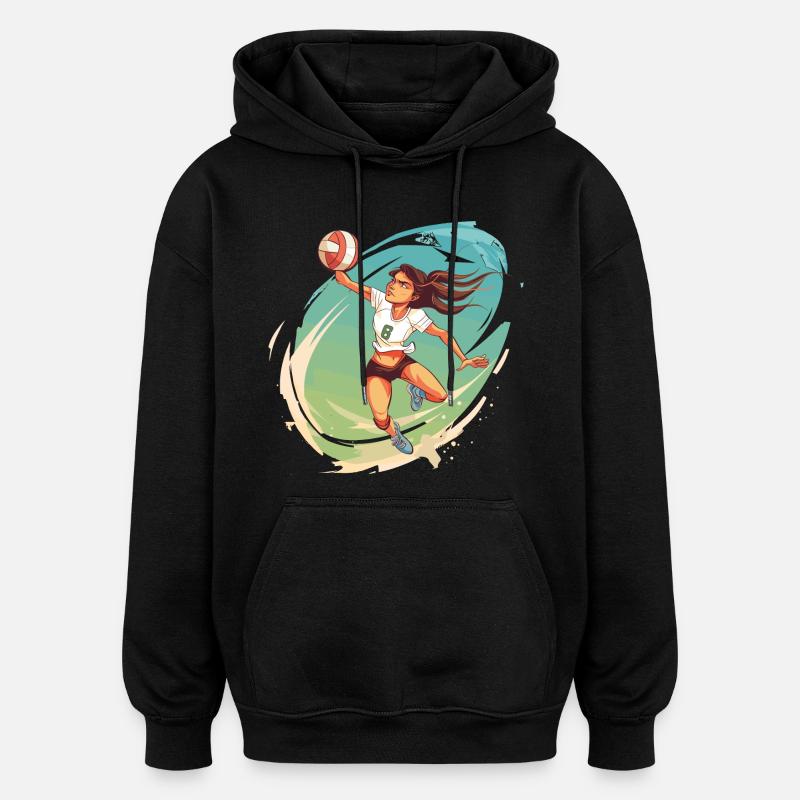 Volleyball Player Comic Style - Oversized Unisex Hoodie - black