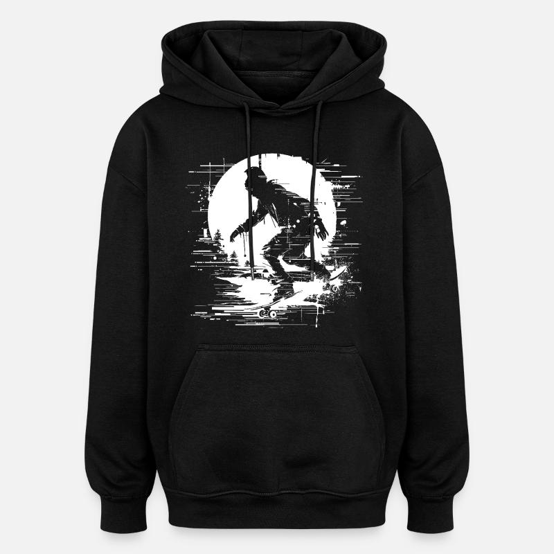 Skateur Pixel Graphique - Sweat à capuche oversize unisexe - noir