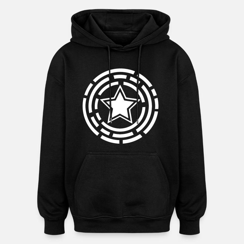 étoile blanche - Sweat à capuche oversize unisexe - noir