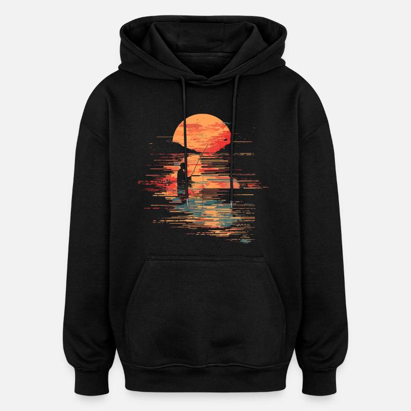 Illustration de pêche - Sweat à capuche oversize unisexe - noir