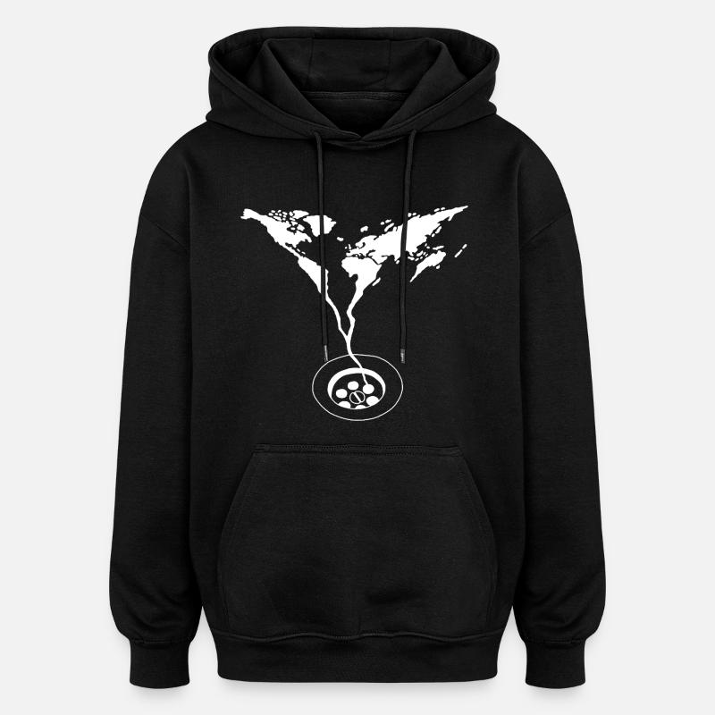 évacuation du monde - Sweat à capuche oversize unisexe - noir