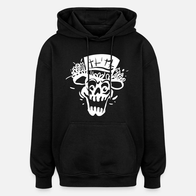 Skeleton with Cylinder Line Style - Oversized Unisex Hoodie - black