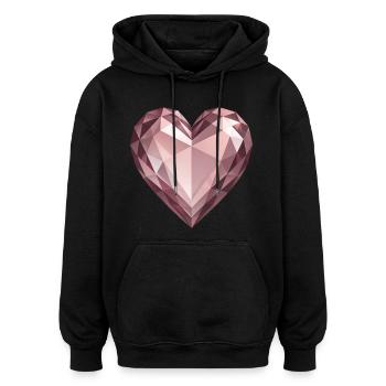 PINK DIAMOND HEART – Frieden & Liebe - Oversized Unisex Hoodie - Schwarz - Vorne - Noah (186cm)