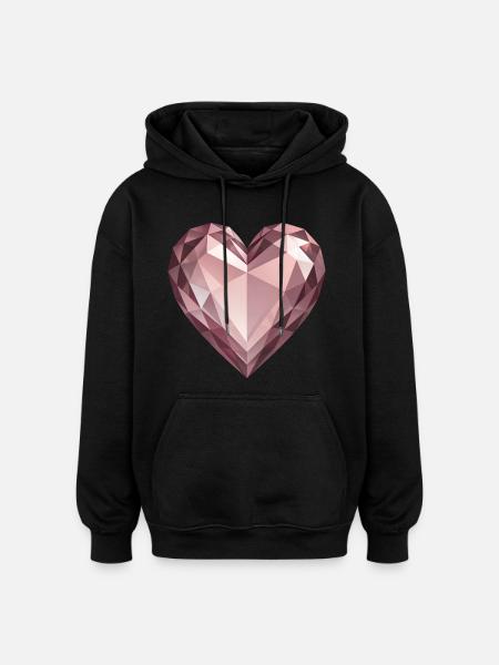 PINK DIAMOND HEART - peace & love - Oversized Unisex Hoodie - black
