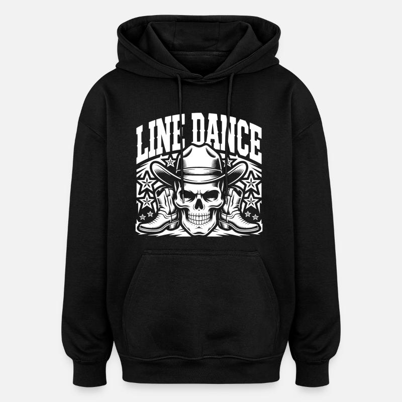 Line Dance Schädel Cowboy - Oversized Unisex Hoodie - Schwarz