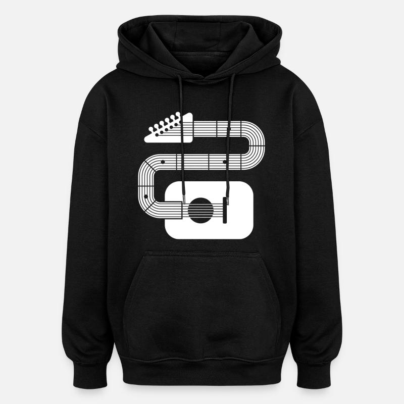 Abstrakte Formgitarre - Oversized Unisex Hoodie - Schwarz