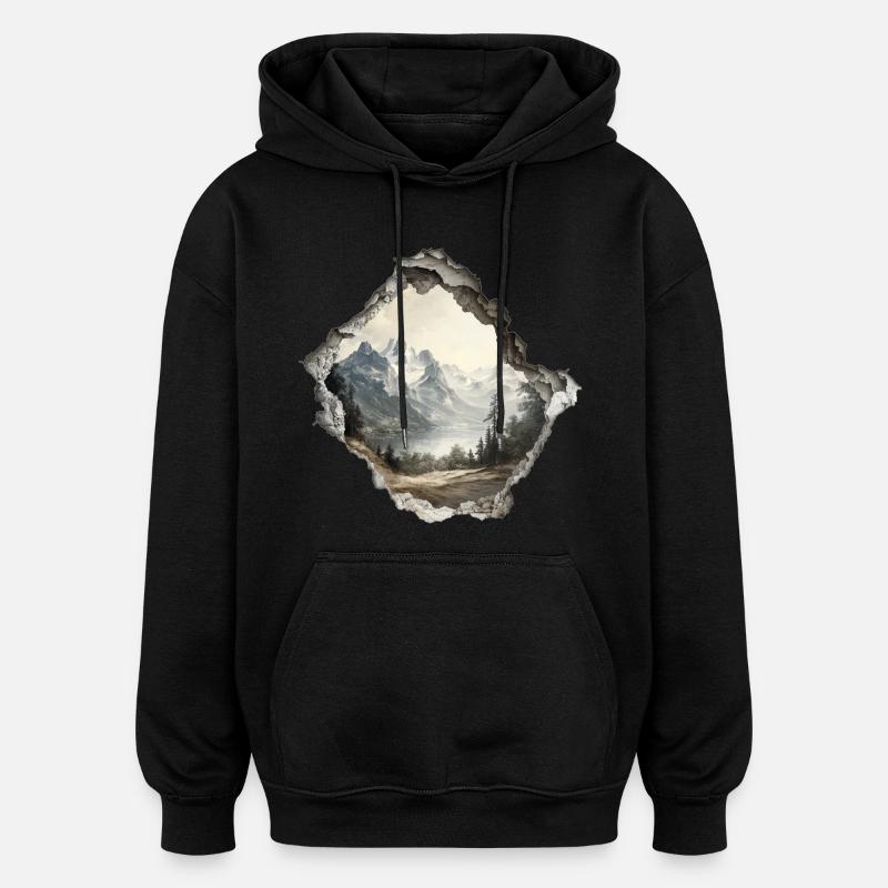 Escursioni in montagna - Felpa con cappuccio unisex oversize - nero