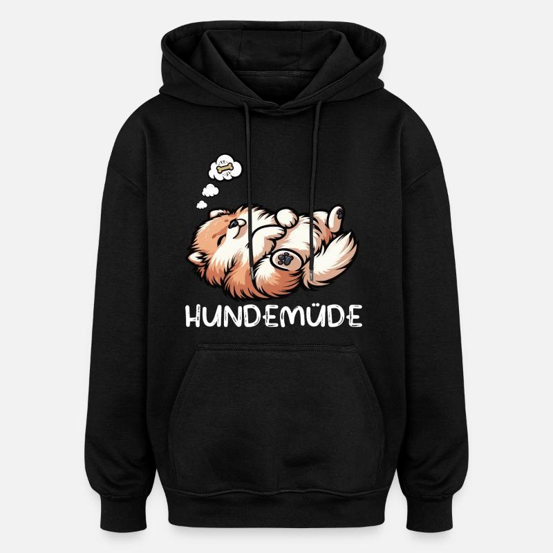 Hundemüde Zwergspitz Zwergspitze Spitzhund Spitz - Oversized Unisex Hoodie - Schwarz