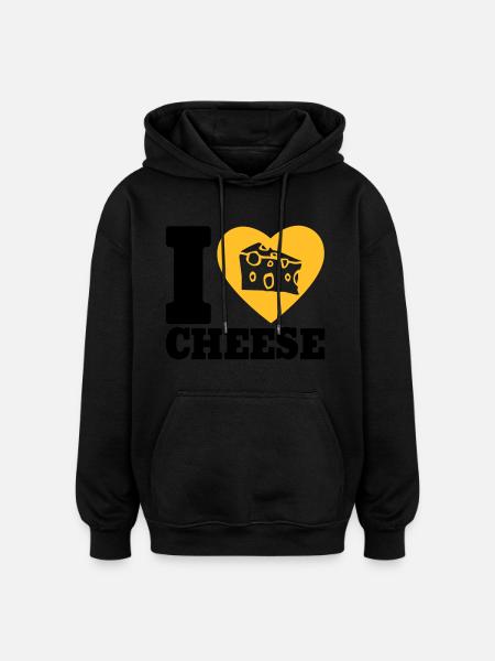 I love Cheese - Sweat à capuche oversize unisexe - noir