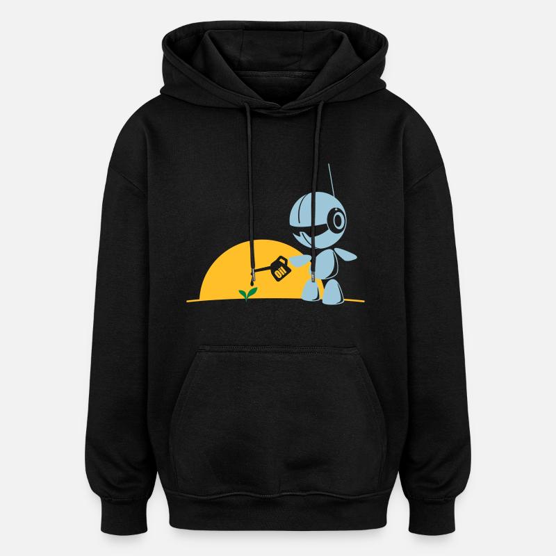 robot flower - Sweat à capuche oversize unisexe - noir