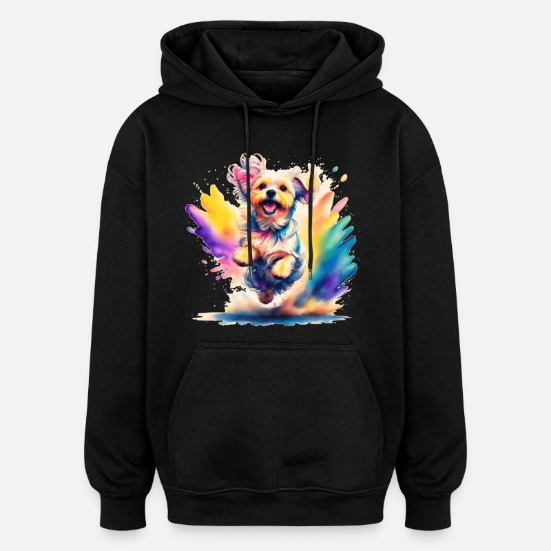 Malteserwelpe springt - Oversized Unisex Hoodie - Schwarz