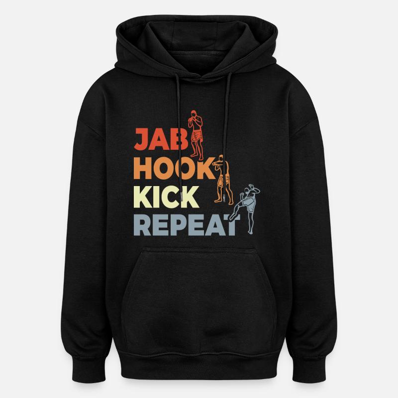Jab Hook Kick Repeat - Sweat à capuche oversize unisexe - noir