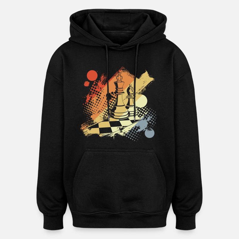 Reine et roi des échecs - Sweat à capuche oversize unisexe - noir