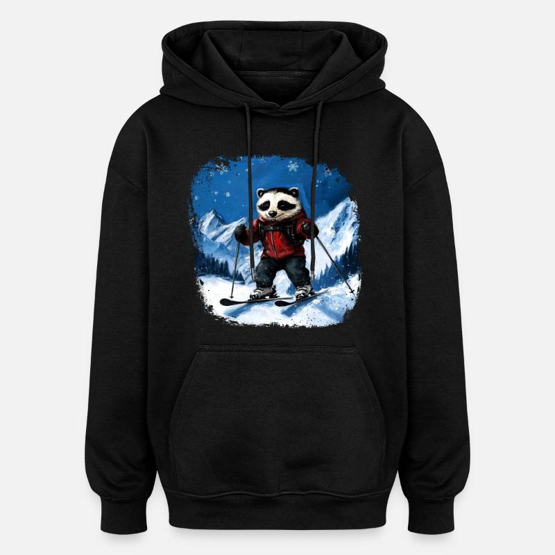 Skieur Badger - Sweat à capuche oversize unisexe - noir