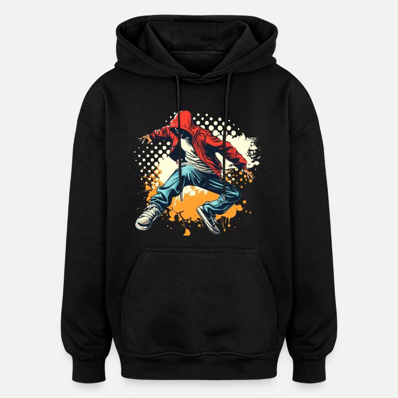 Breakdancer Grafik - Oversized Unisex Hoodie - Schwarz