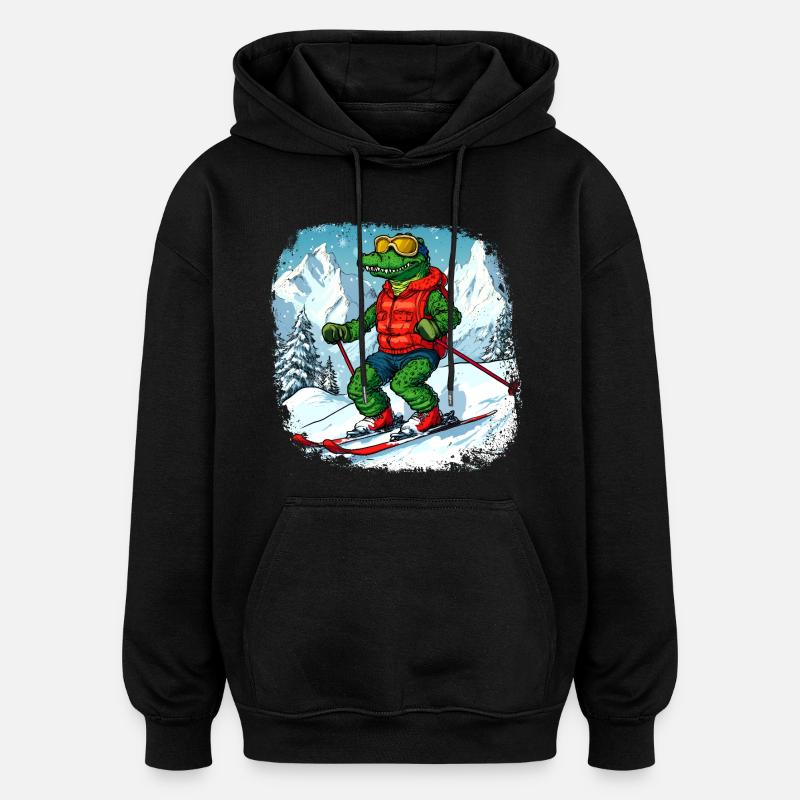 Krokodile Ski - Oversized Unisex Hoodie - Schwarz