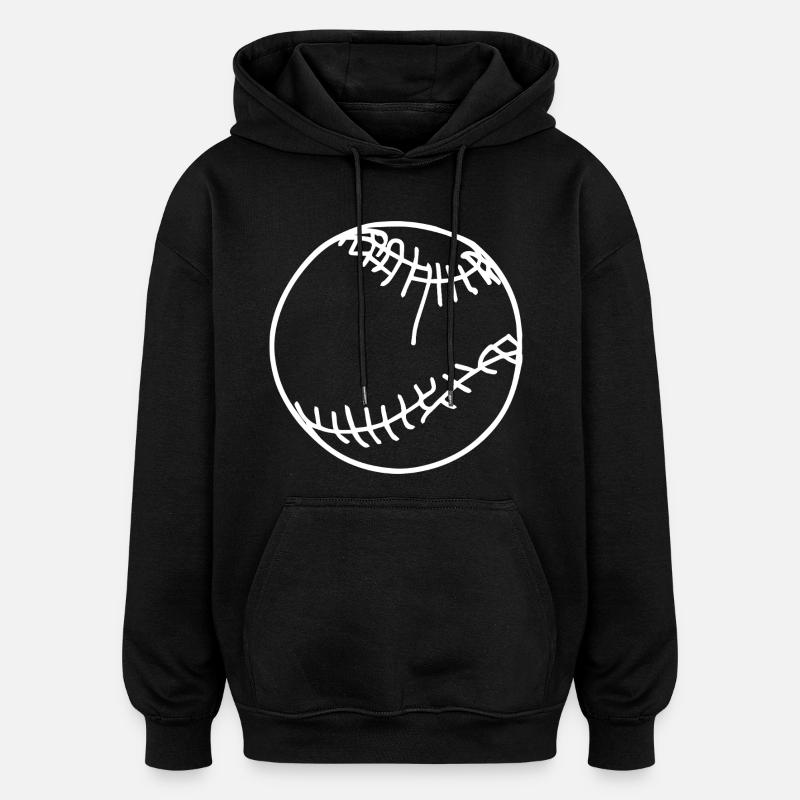 Croquis de balle de baseball - Sweat à capuche oversize unisexe - noir