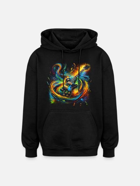 Farbenfroher Gitarrenausdruck - Oversized Unisex Hoodie - Schwarz