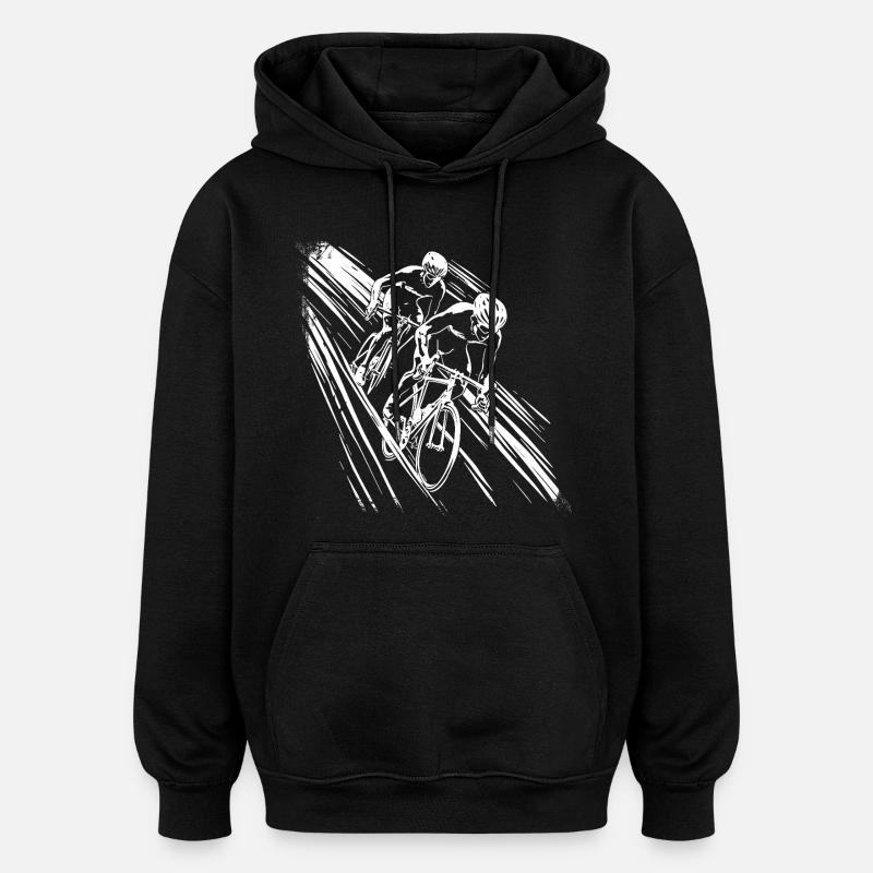 Radfahrer Grafik - Oversized Unisex Hoodie - Schwarz