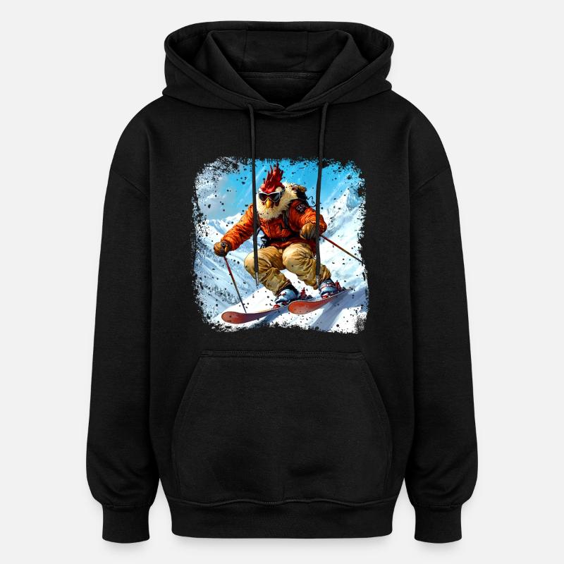Poulet de ski - Sweat à capuche oversize unisexe - noir