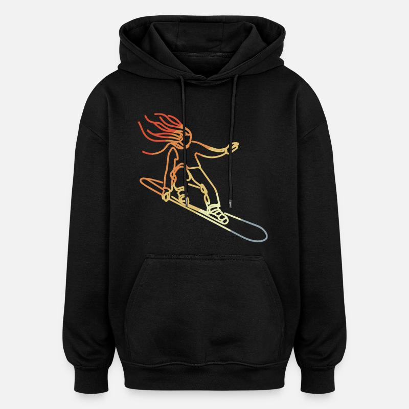 Fille de snowboard rétro - Sweat à capuche oversize unisexe - noir