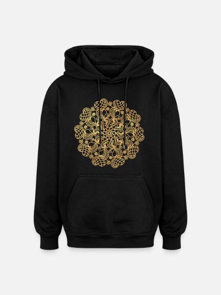 Mandala made of hearts - gold - Oversized Unisex Hoodie - black
