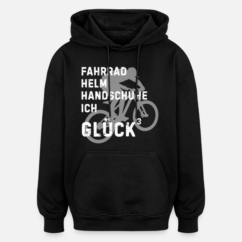 Fahrradhelden Silhouette mit Text - Oversized Unisex Hoodie - Schwarz