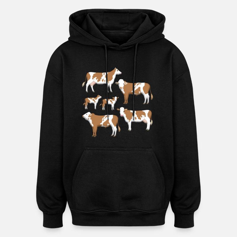 Sélection de bovins Simmental - Sweat à capuche oversize unisexe - noir
