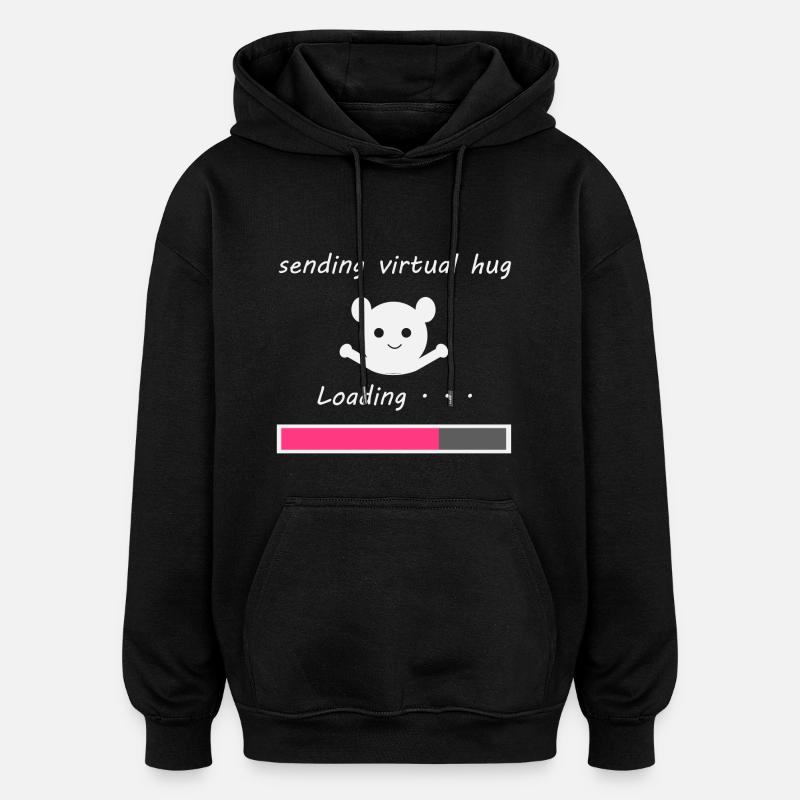 Envoyer câlin virtuel - Sweat à capuche oversize unisexe - noir